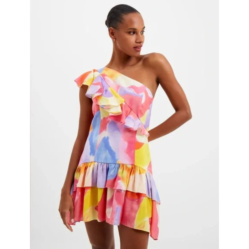 NWT French Connection Multi-Color One Shoulder Dress
